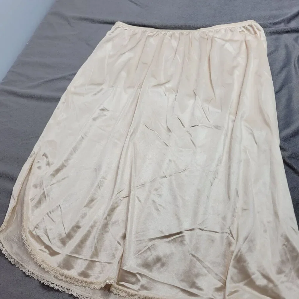 Cabernet‎ Womens Nylon Lace-Trim Half Slip Skirt L Beige